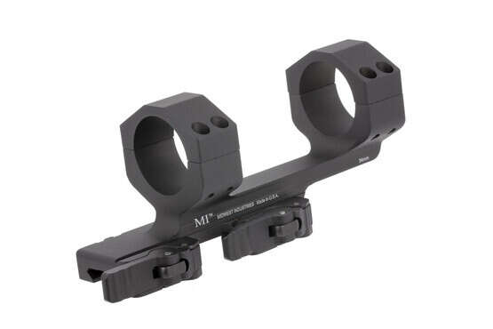 The Midwest Industries QD scope mount with 34mm rings is compatible with optics with up to 56mm objective lenses